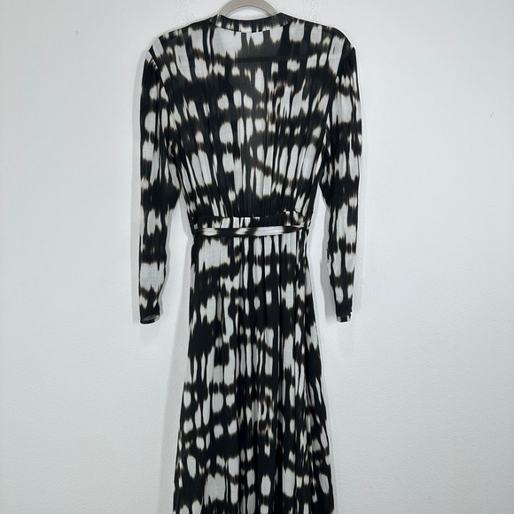 Bella Dahl XS Black White Print Rayon Maxi Dress Button Front Long Sleeve Resort - Picture 13 of 14
